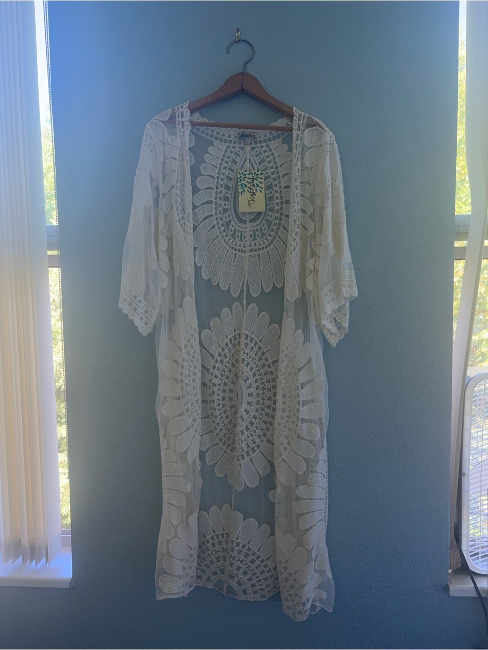 Rebellion White Crochet Lace Maxi Kimono